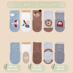 Set 5 Đôi Tất Vớ Chống Trượt Cho Bé Cho Bé Tập Đi, Tất Cao Cổ Trẻ Em Hình Ô Tô Cần Cẩu  ss55 { T211 } 2
