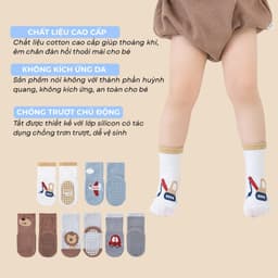 Set 5 Đôi Tất Vớ Chống Trượt Cho Bé Cho Bé Tập Đi, Tất Cao Cổ Trẻ Em Hình Ô Tô Cần Cẩu  ss55 { T211 } 5