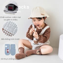 Set 5 Đôi Tất Vớ Chống Trượt Cho Bé Cho Bé Tập Đi, Tất Cao Cổ Trẻ Em Hình Ô Tô Cần Cẩu  ss55 { T211 } 6
