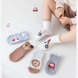 Set 5 Đôi Tất Vớ Chống Trượt Cho Bé Cho Bé Tập Đi, Tất Cao Cổ Trẻ Em Hình Ô Tô Cần Cẩu  ss55 { T211 } 7