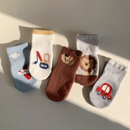 Set 5 Đôi Tất Vớ Chống Trượt Cho Bé Cho Bé Tập Đi, Tất Cao Cổ Trẻ Em Hình Ô Tô Cần Cẩu  ss55 { T211 } 3