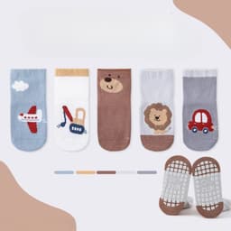 Set 5 Đôi Tất Vớ Chống Trượt Cho Bé Cho Bé Tập Đi, Tất Cao Cổ Trẻ Em Hình Ô Tô Cần Cẩu  ss55 { T211 } 9