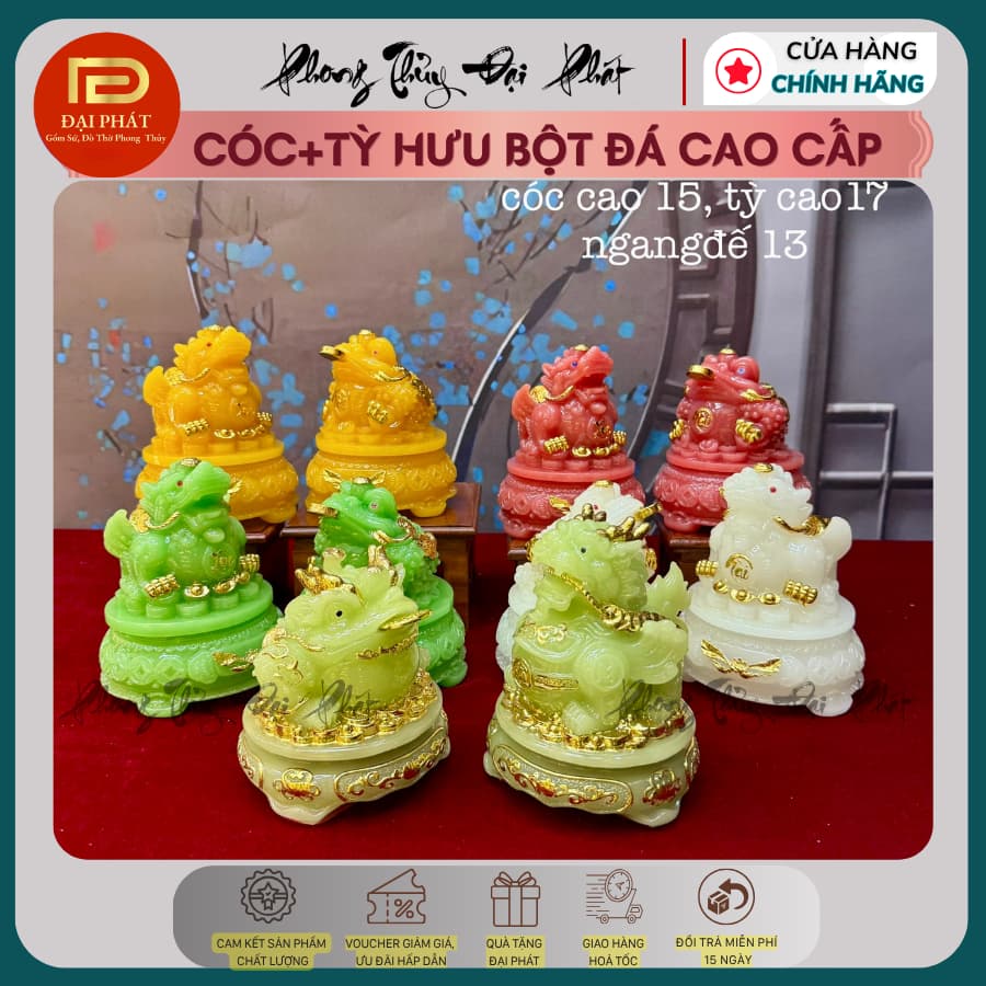 Cóc thiềm thừ, Tỳ hưu phong thuỷ Bột đá cao cấp ĐẠI PHÁT, cóc ngậm tiền chiêu tài lộc cao cấp đủ kích thước