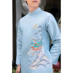 Áo dài Nam Minh Long màu xanh than - vải tafta Pháp đứng form - tà 110cm - nam tính - mẫu mới nhất 2027 5
