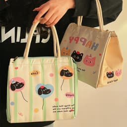 Túi Đựng Cơm Giữ Nhiệt Canvas Dễ Thương Có Quai Xách, Túi Đựng Cơm Văn Phòng, Đi Học, Picnic 4
