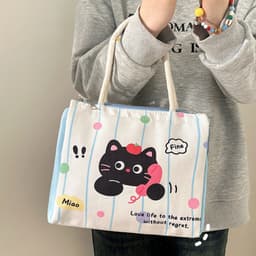 Túi Đựng Cơm Giữ Nhiệt Canvas Dễ Thương Có Quai Xách, Túi Đựng Cơm Văn Phòng, Đi Học, Picnic 9