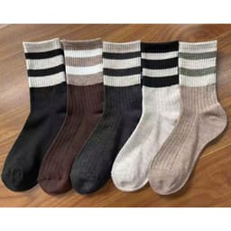 Set 5 Đôi Tất Nữ Cổ Cao Phong Cách Vintage Phối Kẻ Tone Nâu Siêu Hot TT65 9