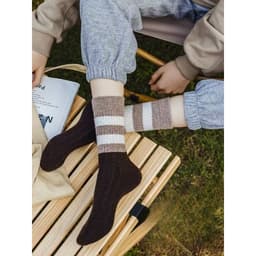 Set 5 Đôi Tất Nữ Cổ Cao Phong Cách Vintage Phối Kẻ Tone Nâu Siêu Hot TT65 8