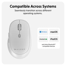 Chuột không dây Bluetooth Hyper chống ồn hỗ trợ tùy chỉnh DPI kết nối 3 thiết bị 8
