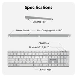 Bàn phím không dây Bluetooth Hyper chống ồn có đèn Led sạc Type C 3
