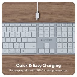 Bàn phím không dây Bluetooth Hyper chống ồn có đèn Led sạc Type C 7