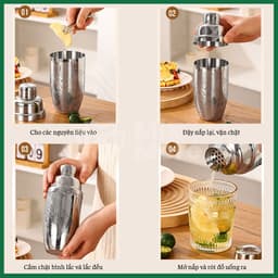 Bình lắc shaker inox, dụng cụ pha chế cà phê, rượu, trà sữa, trà trái cây chuyên nghiệp Mixmore 4