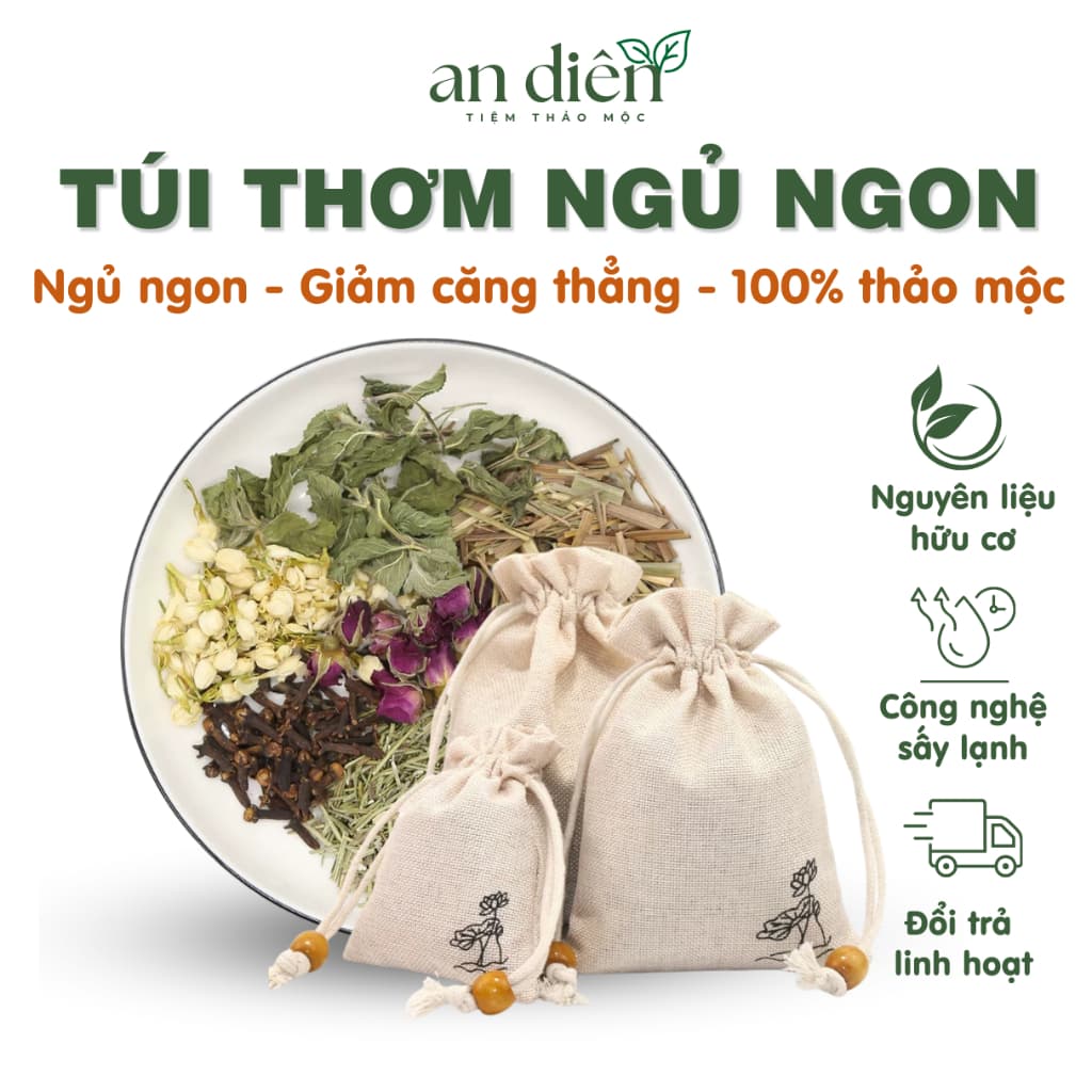 Túi thơm thảo dược giúp ngủ ngon, giảm căng thẳng, khử mùi, thơm phòng Thảo mộc An Diên