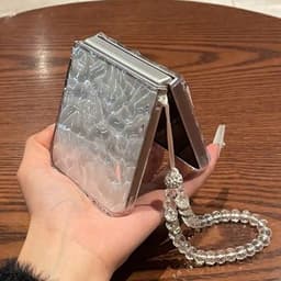 Kèm dây - Ốp Z FLIP 8 - ZFlip 7 - Z Flip 6 - Flip5 trong suốt vân sóng nước đơn giản kèm dây đeo đính đá 7