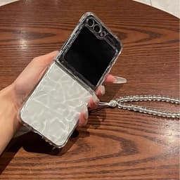 Kèm dây - Ốp Z FLIP 8 - ZFlip 7 - Z Flip 6 - Flip5 trong suốt vân sóng nước đơn giản kèm dây đeo đính đá 5