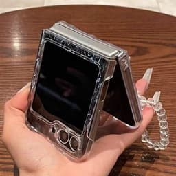 Kèm dây - Ốp Z FLIP 8 - ZFlip 7 - Z Flip 6 - Flip5 trong suốt vân sóng nước đơn giản kèm dây đeo đính đá 6