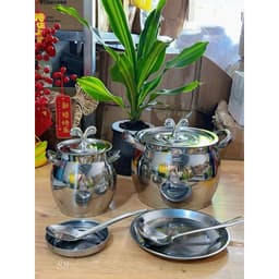 Hũ Inox 304 Tròn Đa Năng Không Gỉ Có Nắp Đậy Size 1 - 3.5 Lít, Âu Inox Có Tay Cầm Đựng Thức Ăn, Tích Trữ Dầu Mỡ Đa Năng 4