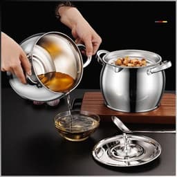 Hũ Inox 304 Tròn Đa Năng Không Gỉ Có Nắp Đậy Size 1 - 3.5 Lít, Âu Inox Có Tay Cầm Đựng Thức Ăn, Tích Trữ Dầu Mỡ Đa Năng 1