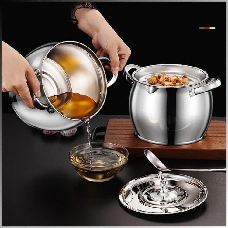 Hũ Inox 304 Tròn Đa Năng Không Gỉ Có Nắp Đậy Size 1 - 3.5 Lít, Âu Inox Có Tay Cầm Đựng Thức Ăn, Tích Trữ Dầu Mỡ Đa Năng