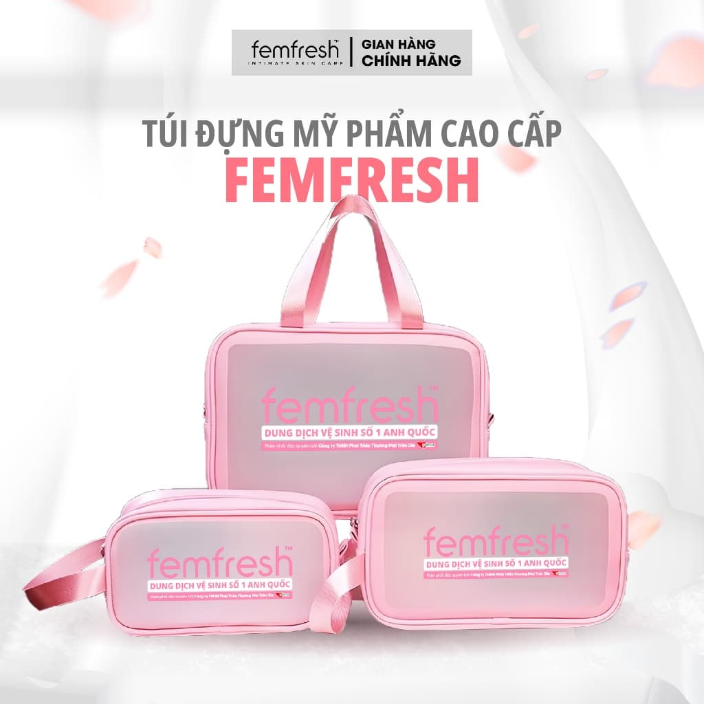 [QUÀ TẶNG KHÔNG BÁN] TÚI ĐỰNG MỸ PHẨM CAO CẤP FEMFRESH - KÍCH THƯỚC : 21X12X7 CM