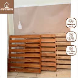 Giường Ngủ Pallet Gỗ Cao Cấp Gấp Gọn Hở chân | SƠN PU CHỐNG MỐC| BẢO HÀNH 12 THÁNG| Đầy Đủ Kích Thước Cao 10cm.Wood Shop 2