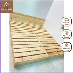 Giường Pallet Gỗ Mới Chân Cao 20cm  Mặt Nan Chà Mịn To - Pallet Gỗ Chống Mốc Không Mắt Đen 2