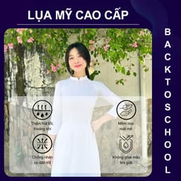 Áo dài trắng đồng phục học sinh cấp 3, chụp kỉ yếu, cổ V 2cm, tay lỡ, lụa mỹ, áo dài đi học may sẵn - Áo Dài Thăng Long 4