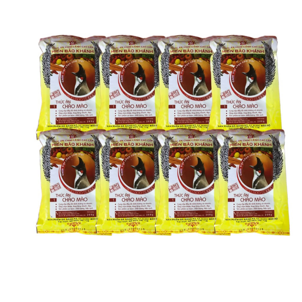 Combo 8 Gói Cám Mào 1 Hiển Bảo Khánh 200Gr Giúp Chim Thay Lông Óng Mượt,Dưỡng Quanh Năm Tặng Xúc Cám
