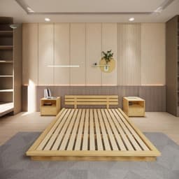 Giường Bay Gỗ Thông Cao cấp Gắn Đèn LED – Giường Ngủ Lơ Lửng Kiểu Nhật Sang Trọng, wood Shop 7