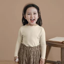Áo thun dài tay, áo giữ nhiệt thu đông bé gái kiểu bèo nhún chất liệu thun tăm cotton mềm mịn, co giãn thoải mái 3