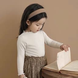 Áo thun dài tay, áo giữ nhiệt thu đông bé gái kiểu bèo nhún chất liệu thun tăm cotton mềm mịn, co giãn thoải mái 5
