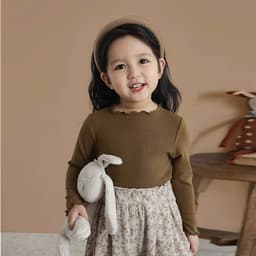 Áo thun dài tay, áo giữ nhiệt thu đông bé gái kiểu bèo nhún chất liệu thun tăm cotton mềm mịn, co giãn thoải mái 4