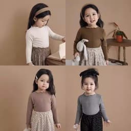 Áo thun dài tay, áo giữ nhiệt thu đông bé gái kiểu bèo nhún chất liệu thun tăm cotton mềm mịn, co giãn thoải mái 1
