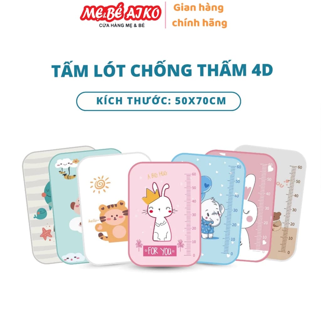 Tấm lót Lớn chống thấm Sơ Sinh Unmei cho bé 2 lớp, thoáng khí, có thể giặt được 50x70cm