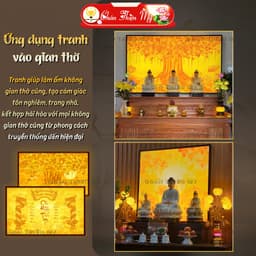 Đèn Hào Quang Trúc Chỉ In Ngang Hoa Sen Trang Trí Phòng Thờ, Bàn Thờ, Treo Tường TC-TN-78 5