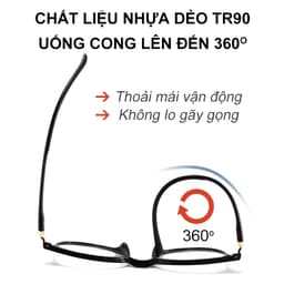 Gọng kính cận thời trang nam nữ ANDU dáng tròn chất liệu nhựa TR90 dẻo thanh mảnh nhẹ nhàng - 513 4