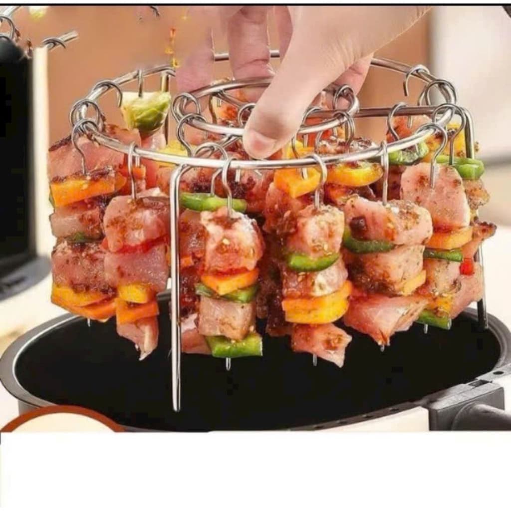 vỉ treo thịt nướng có 24 cây xiên được làm từ inox không gỉ sét,cho nồi chiên không dầu