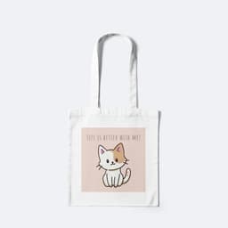 Túi Canvas, Túi Vải, Túi ToTe Dài 38cm x Rộng 33cm In Hình Bộ Sưu Tập Mèo Chất Liệu Cotton 6