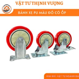 Bánh xe PU đỏ có ốp – Quay linh hoạt, cố định chắc chắn, chịu tải tốt 1