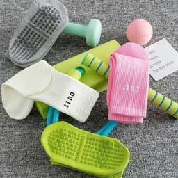 Sét 7 đôi Tất Tập Yoga Pilates Doit Màu Trơn Sọc Silicon Chống Trơn Trượt Tất Thể Thao NHÀ TH 6