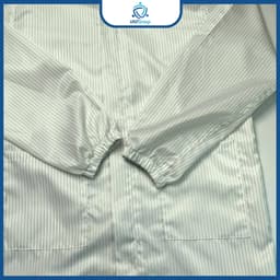 Áo Blouse Phòng Sạch UNTG Chống Tĩnh Điện Màu Trắng Kẻ Sọc, Áo Blouse ESD Nam Nữ Kéo Khóa 4