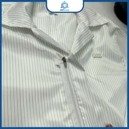 Áo Blouse Phòng Sạch UNTG Chống Tĩnh Điện Màu Trắng Kẻ Sọc, Áo Blouse ESD Nam Nữ Kéo Khóa 3
