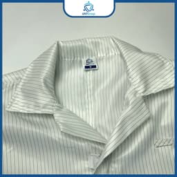 Áo Blouse Phòng Sạch UNTG Chống Tĩnh Điện Màu Trắng Kẻ Sọc, Áo Blouse ESD Nam Nữ Kéo Khóa 2