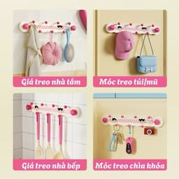 Thanh Móc Treo Đồ Gắn Tường gắn tủ Hút Chân Không Họa Tiết Dễ Thương dài 35cm móc treo đồ dùng nhà tắm tiện lợi 5