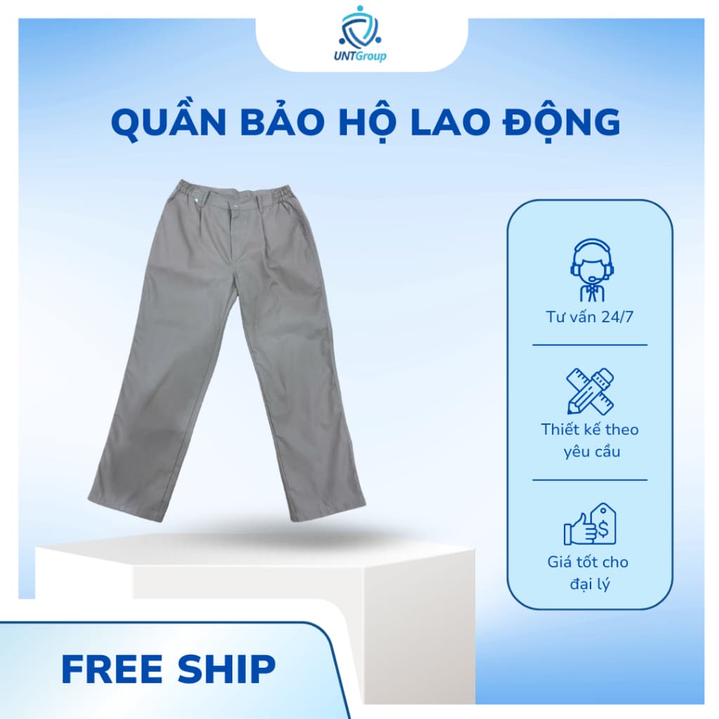 [LẺ QUẦN] Quần Bảo Hộ Lao Động UNTG Nâu Cafe Chất Vải Kaki Nam Định Mềm, Co Dãn, Thấm Hút Mồ Hôi