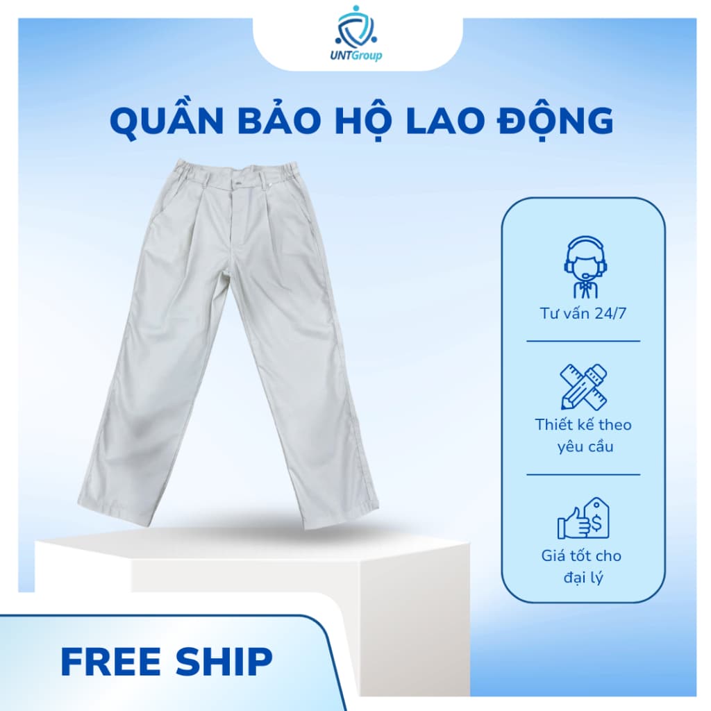 [LẺ QUẦN] Quần Bảo Hộ Lao Động UNTG Màu Ghi Chất Vải Kaki Nam Định Mềm, Mát, Co Dãn, Thấm Hút Mồ Hôi