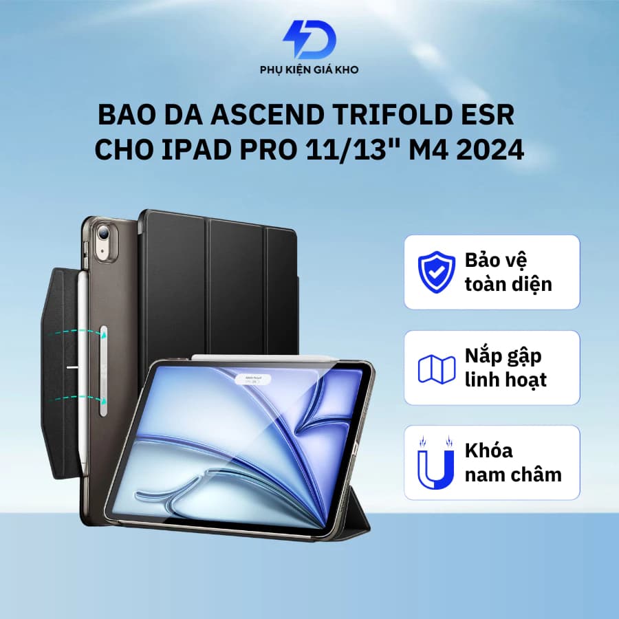 Ốp lưng da ESR Ascend Trifold có nắp đậy cho iPad Pro 11/13 inch M4 2024