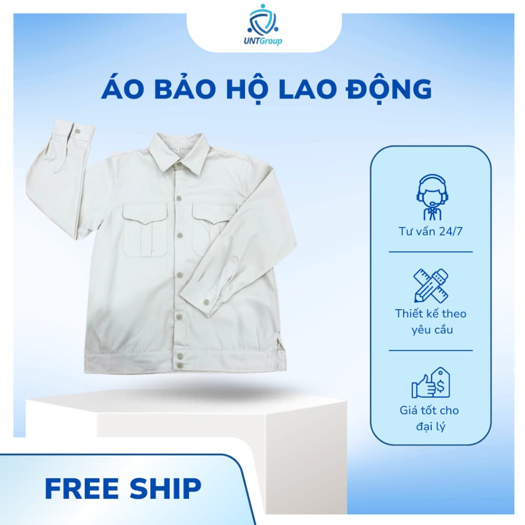 [LẺ ÁO] Bảo Hộ Lao Động UNTG Màu Ghi May Kĩ Chất Vải Kaki Nam Định Mềm Mát Bảo Hộ Thợ Điện, Sửa Xe