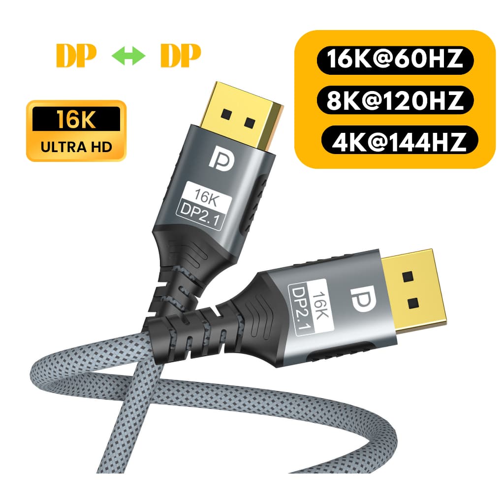 "Cáp DisplayPort 2.1 16K@60Hz - Dây DP Cao Cấp Cho PC, Card Đồ Họa, Màn Hình Game"
