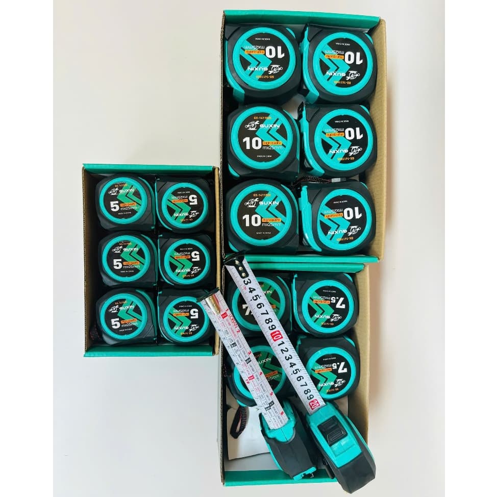 Thước Cuộn Guxin Hộp 12 Cái Đủ Size Loại 1 Mặt Và 2 Mặt Phong Thuỷ Lỗ Ban, 5M/7.5M/10M